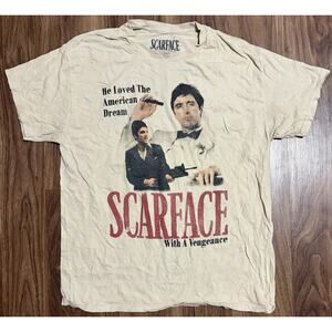 Ripple Junction Scarface Beige Graphic Men's T-Shirt L Cotton Crew Neck